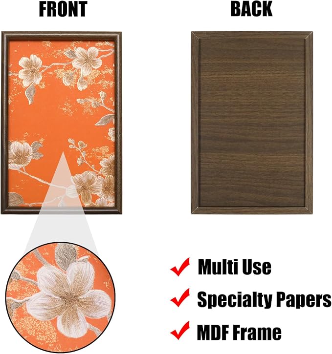 Wooden Valet Tray with Floral Base, EDC Catch All Tray Nightstand Entryway Table Vanity Organizer 11.8x7.9, Orange Vintage Blossoms