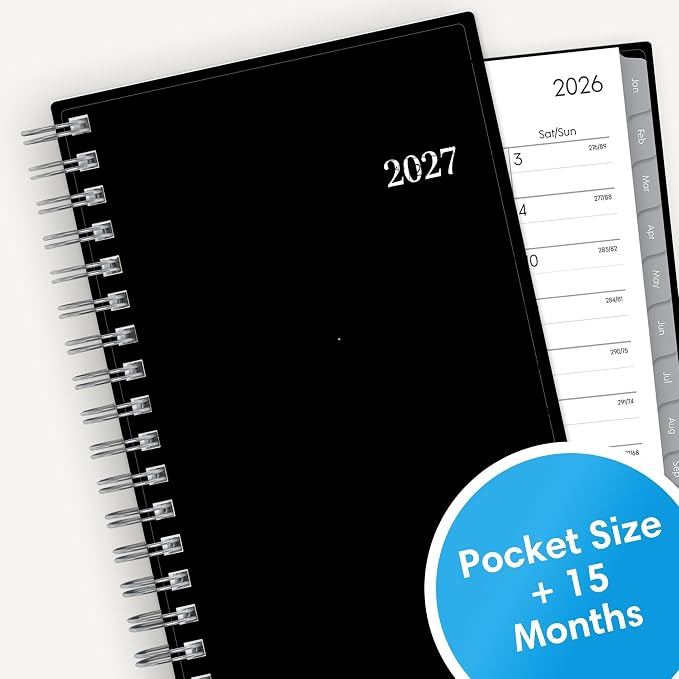 Blue Sky 2027 15-Month Weekly & Monthly Planner, 3.625"x6.125", Enterprise | October 2026 - December 2027, Mini, Flexible Cover, Durable Twin Wire Binding, Laminated Tabs