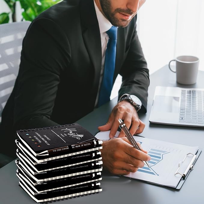 80 Pcs Motivational Inspirational Notebook Bulk with Notes Pen,Black | Back to School Spiral Notebooks Inspirational Motivational Appreciation Gift for Students Teacher Employee Team Coworker