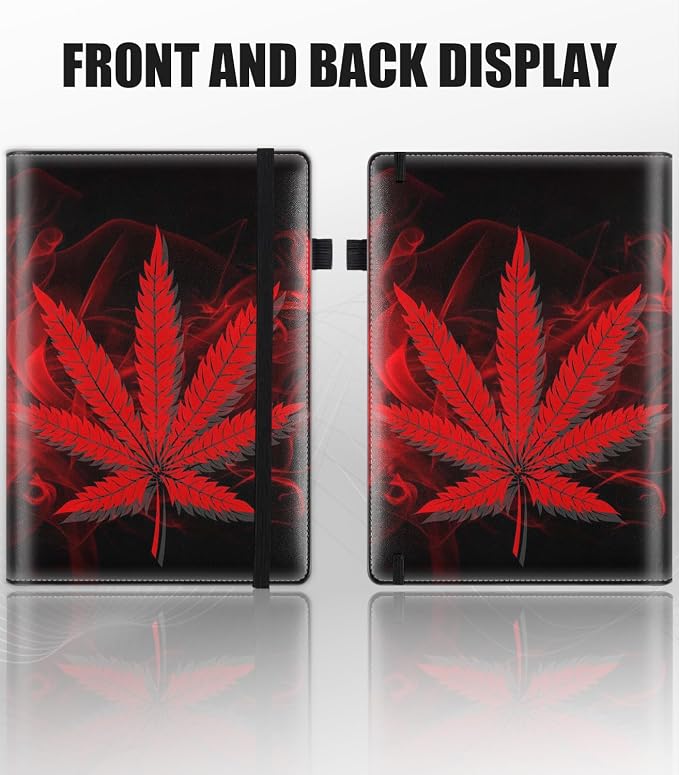 Hardcover Executive Notebooks, A5 PU Leather Lined Journal Notebook, 200 Pages Thick Paper Subject Notebooks for School,Work,Home Writing Business Notebook, Diary Book ，Red Weed