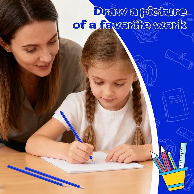 12 Pack Blue Colored Pencils for Kids, Pre-sharpened Art Pencils Back to School Supplies Set, Drawing Sketching Pencils for Students, Teachers, Classroom