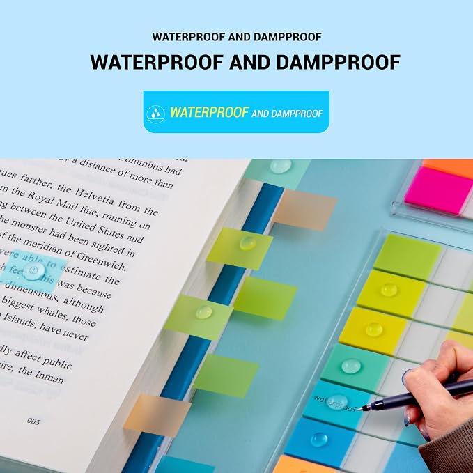Golcellia Sticky Notes Tabs 900 Pieces Transparent Sticky Tabs, 0.47 Inch Book Tabs, Writable Repositionable Index Tabs Page Markers for Annotating Books, Notes, Files, Rainbow Colors