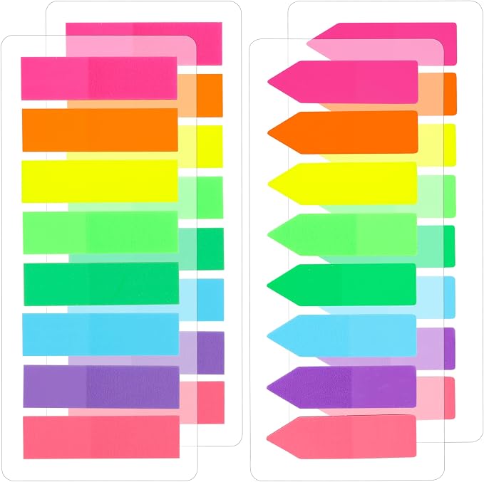 Mr. Pen- Page Markers Sticky Tabs, 800 pcs | Colored Translucent Arrow Flags for Page Marking, Fluorescent Index Tab Stickers for Notebooks, Small Sticky Notes Flags