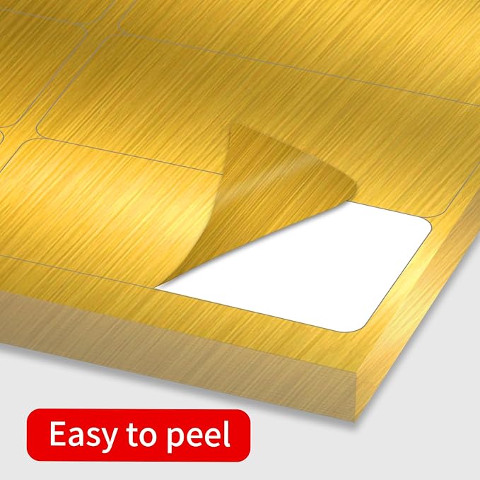 1" x 2-5/8" Address Labels- Gold Shipping Labels Stickers/Mailing Labe Stickers for Laser/Inkjet Printer, Matte Gold, 8.5”×11"- 20 Sheet