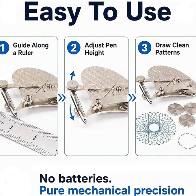 Mechanical Gear Train Ruling Pen, Vintage Precision Dotting Pen Set, The Blueprint Drafting Tool, Professional Technical Dotting PenKit for Drawing, Gift for Architects Designers (#A)