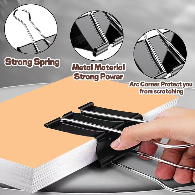 3 Inch Jumbo Binder Clips(36 Pack), Extra Large Binder Clip | Heavy Duty Paper Clamps for Office and Home Supplies, Black