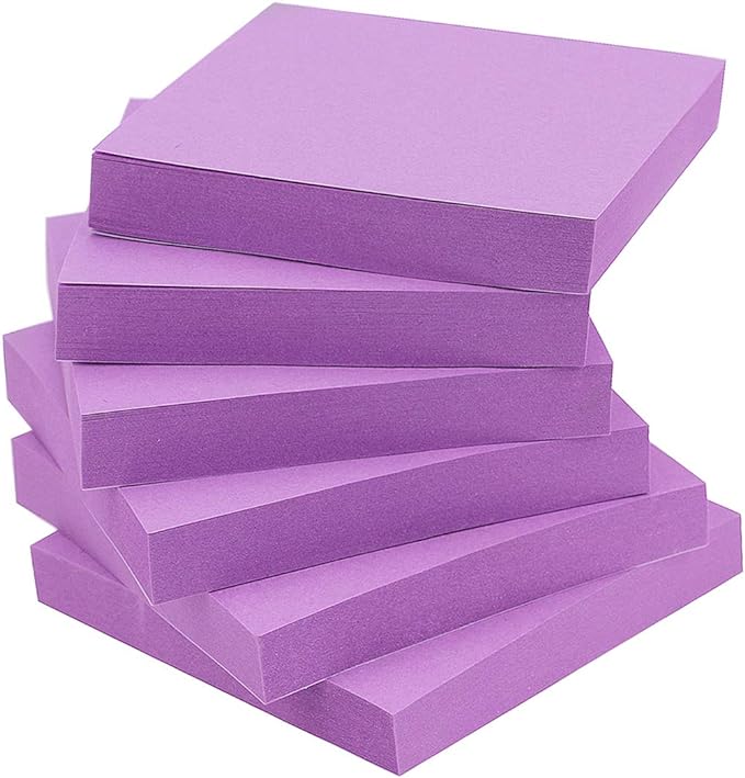 Early Buy Sticky Notes 3x3 inch, Purple Color Self-Stick Notes 6 Pads | 100 sheets/pad, repositionable adhesive, ideal for reminders, and office organization