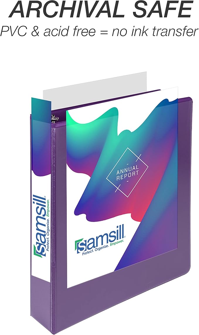 Samsill Durable 1.5 inch 3 Ring Binder, D Ring Binder, 100% Recycled Chipboard, Purple