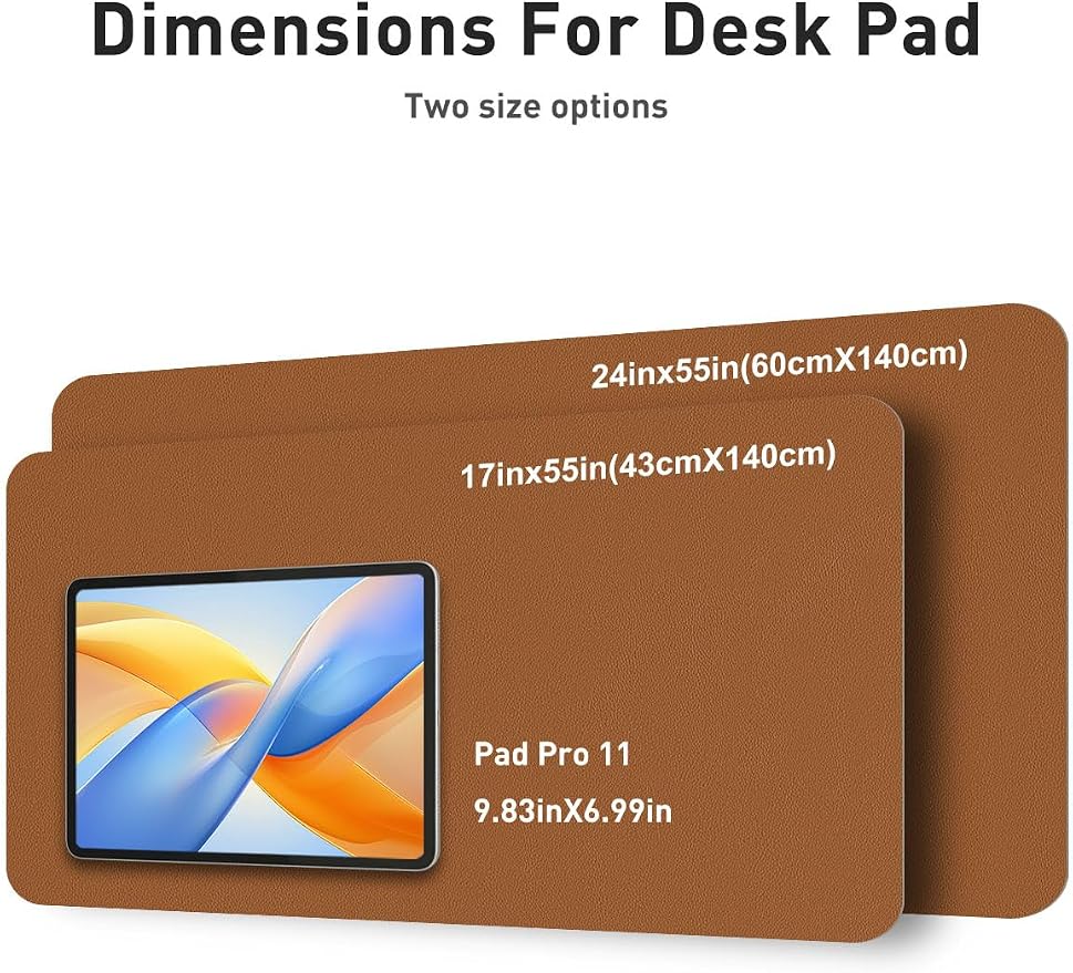 Aothia Faux Leather Desk Mat - Non-Slip PU Leather Desk Blotter, Waterproof Writing Surface, Large Desk Pad for Office & Home (Brown, 55" x 24")