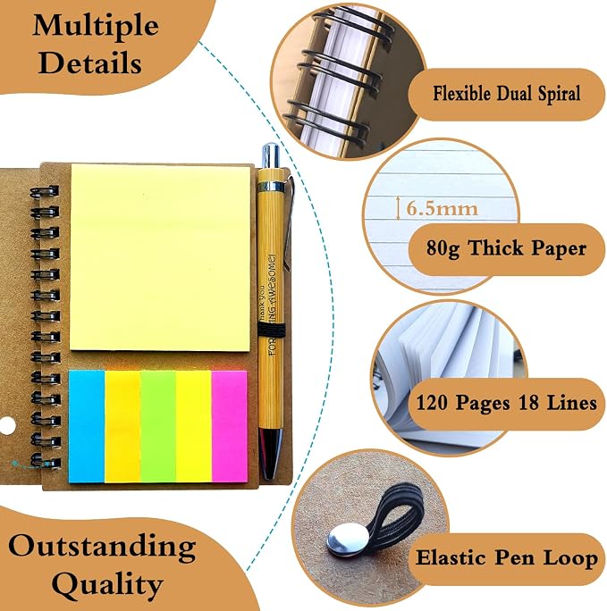 2026 Inspirational Spiral Notebook 10 Sets Portable Employee Appreciation Gifts Bulk Journals with Sticky Note Pen for Teachers Students Friends Colleagues Volunteer Nurse and Family Thank You Gifts