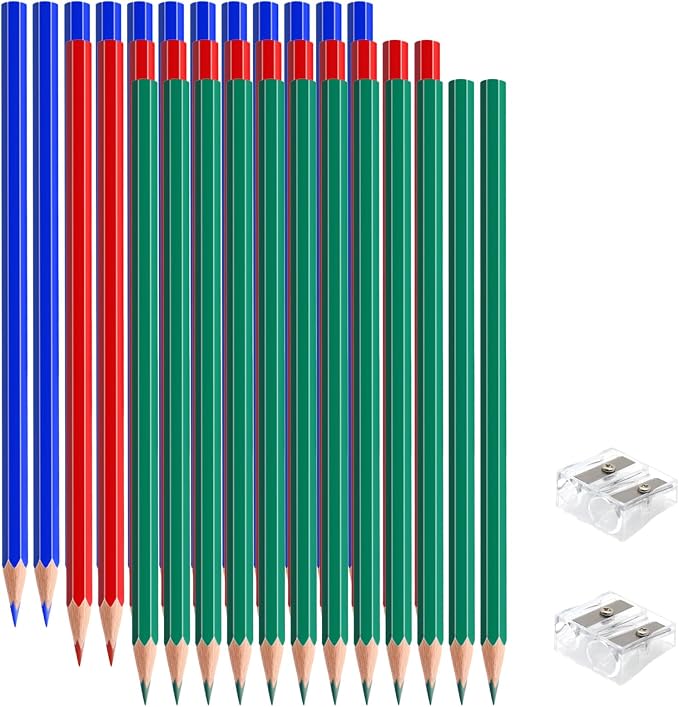 36 PCS Red Blue Green Colored Pencils, Pre-sharpened Professional Wooden Art Pencils Set for Artists Painting | Premium Drawing Sketching Supplies (Red Blue Green)
