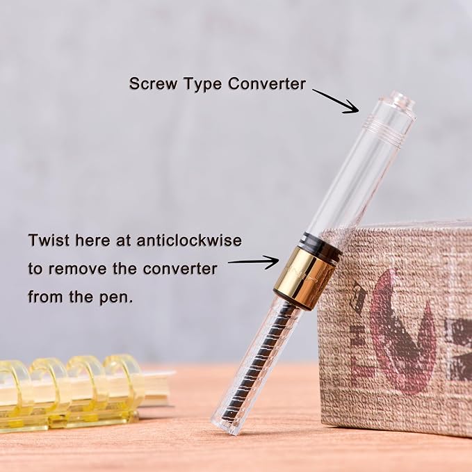 Jinhao 9019 Fountain Pen Dadao Series Black Acrylic Gold Trim #8 Extra Fine Nib with Large Converter for Writing, Signature and Calligraphy