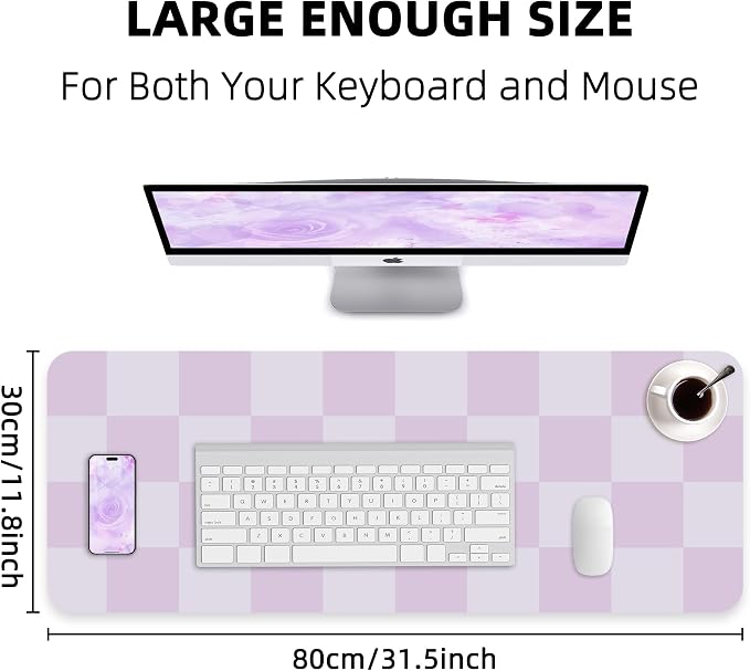 AFIING Purple Desk Mat 31.5" x 12", Leather Desk Pad | Waterproof PU Leather, Non-Slip Rubber Base, Stylish Desk Decor, Office & Home