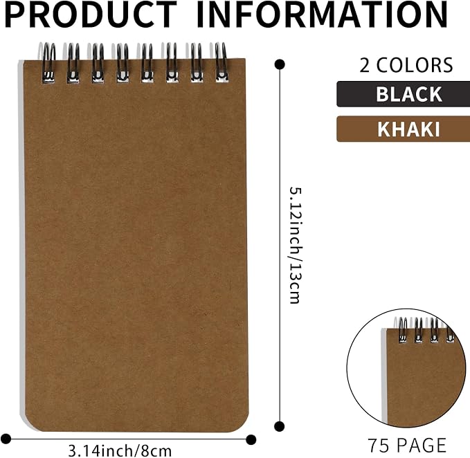 QiCheng 6pcs Pocket Notebook Mini Notepad Small Spiral Notebooks 3X5Inch | functionality PortabilityPortability convenience