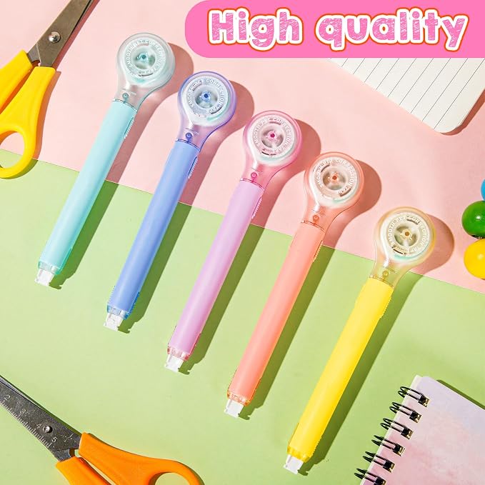 Gersoniel 25 Pack Correction Tape Pen Correctional Ink Tape Push Pull Protective, Easy to Use Applicator for School Office Supplies, 0.2 x 236 Inch (Dessert Color)