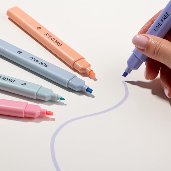 DIVERSEBEE Bible Highlighters Assorted Colors, No Bleed (Dawn) | 5 Pack Dual Tip Aesthetic Pastel Highlighter Pens for Journaling, Note Taking, School, Bible Study Supplies and Accessories