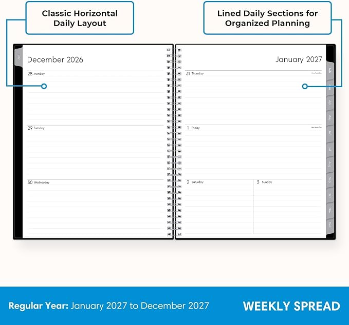 Blue Sky 2027 Weekly & Monthly Planner Calendar, 8.5"x11", Enterprise | January 2027 - December 2027, Flexible Cover, Durable Twin Wire Binding, Laminated Tabs, Storage Pocket