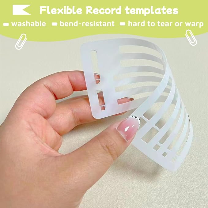 Flexible Record Template Set, 9 Pcs Reusable Planner Stencils Drafting Tools for Journal Planner, Calendar Making, Drawing Lines, Layout Tools for DIY Planning