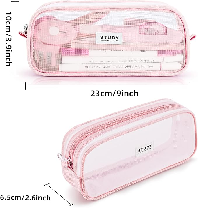 KALIDI Grid Mesh Pencil Case Large Capacity Pencil Case Big Pencil Pouch With Zipper Simple Stationery Bag Aesthetic Pen Bag for School Teen Girl Boy Multi-Purpose bag for office Men Women