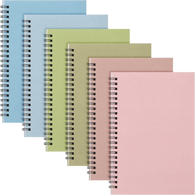 Fuutreo 6 Pack Spiral Notebook 10.5x7.45 Notebook,Earthy Tones,Grassland