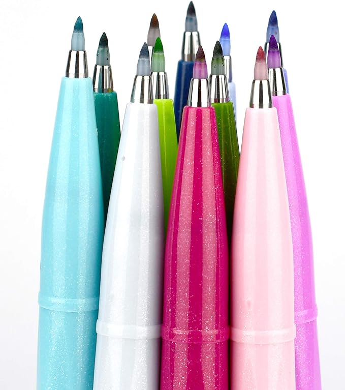 Pentel Brush Sign Pen SES15C - Brush Nib - Fibre Tip - Full Range Set - 24 Pens