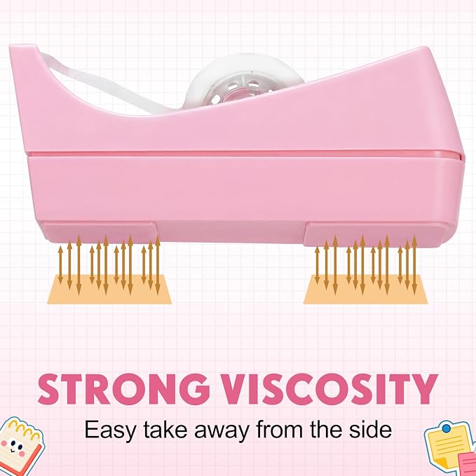 Yahenda 10 Pack Pink Desktop Tape Dispenser Non Skid Base with 0.7 x 985 Inches Invisible Tape Refills Bulk Weighted Roll Dispenser for Office Home School