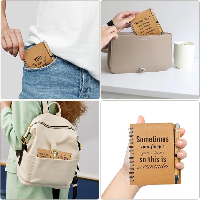 20 Pcs Employee Appreciation Gifts Bulk - 10 Sets of Inspirational Spiral Notebooks with Motivational Pens, Small Notepads for Coworkers,Office, Staff, Team, Volunteer, Nurse, Teachers, Thank You Gift