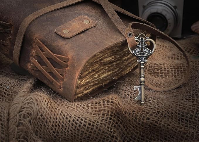 Vintage Leather Journal - Antique Handmade Leather Bound journal with deckle edge paper for Men And Women Diary - Leather Sketchbook - Drawing Journal Notebook - Great Gift (6"x 9")