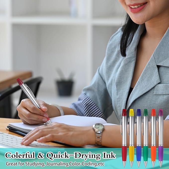 Colarr 30 Pcs Highlighter with Ballpoint Pen Combo Chisel Tips Pen Highlighter Combo for Student Office Writing Coloring Underlining Highlighting(Multi Colors)