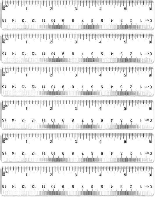 6 Pack 6 Inch Ruler Plastic, 15cm Clear Ruler, Portable Shatterproof Plastic Drafting Measuring Ruler for Classroom Home Daily Use | Ruler 6 Inch Plastic