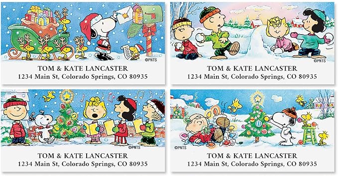 Colorful Images Peanuts Return Address Mailing Labels | Holiday Fun, 144 Count, Self-Adhesive on Flat-Sheet Labels, Customize with Name & Shipping Address