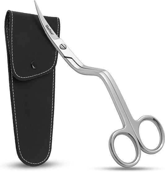 Applique Scissors 6 Inch - Premium Quality Stainless Steel With Precision Blades - Double Bent Curved Scissors for Embroidery, Fabric, Thread, Knitting, Sewing, Arts & Craft