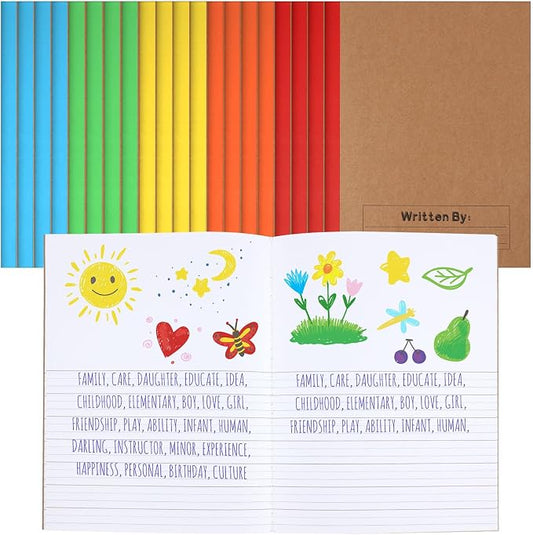 Henoyso 20 Pack Primary Composition Notebook, 9-3/4" x 7-1/2", Kids Primary Journal, K-2 Writing Notebook for Kids Student Draw Write Story Journal Half Blank Books(Bright Color)