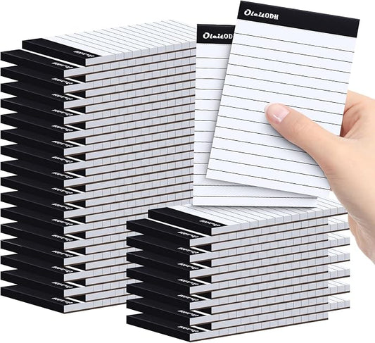 Oleitodh 48 Pack 3 x 5 Notepads White Lined Mini Memo Pads Perforated | 30 Sheets Per Pad, Pocket Size, Smooth Writing, Easy Tear Pages, Office, School, Home, To-Do Lists, Meeting Notes
