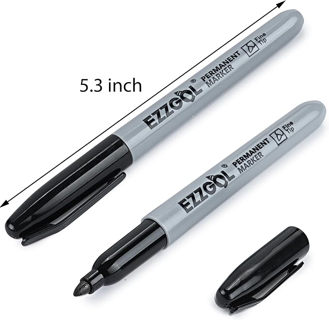 Ezzgol Black Permanent Markers Bulk, 40 Packs Fine Tip Permanent Waterproof Premium Smear Pens, Quick Drying, Office Supplies for School, Office, Home