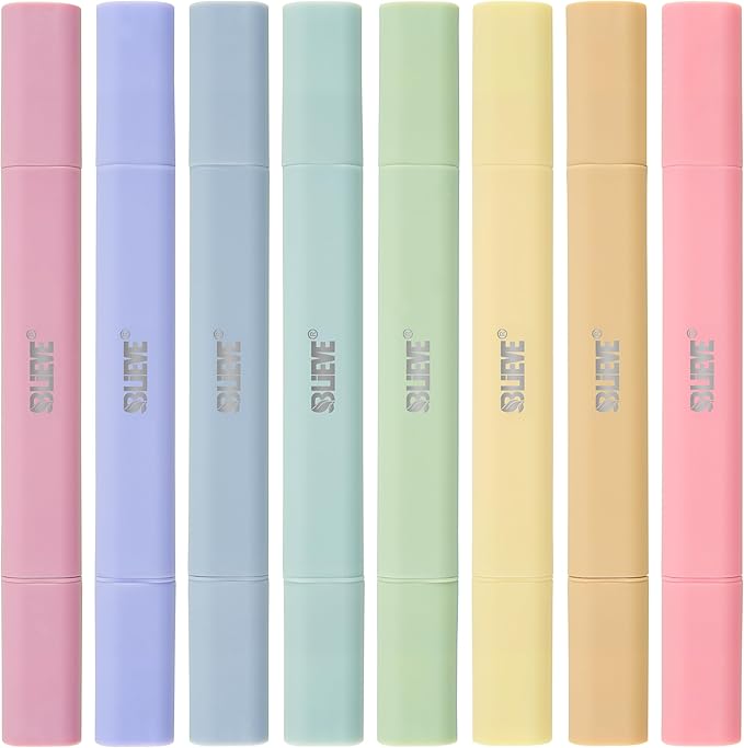 BLIEVE Bible Highlighters No Bleed Through, Pastel Colors, Dual Tip, 8 Pack | Aesthetic Cute Highlighters, Chisel Tip & Fine Point For Bible & Journaling, Back To School Supplies