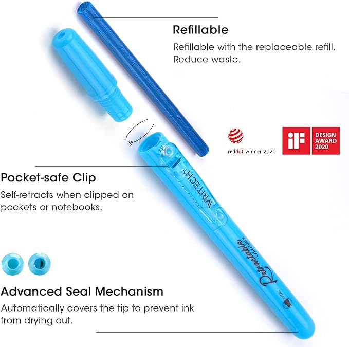 WRITECH Retractable Highlighters Assorted Colors: Chisel Tip Click Aesthetic Highlighter Marker Pens Pack Multi Colored Ink No Bleed Smear for Highlighting Journaling (6ct Pastel)