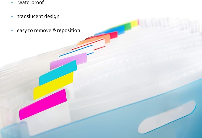 500 Pieces Tabs 2 Inch Sticky Index Tabs, Writable and Repositionable | File Tabs Flags Colored Page Markers Labels for Reading Notes, Books and Classify Files, 21 Sets 10 Colors,Smooth Writing