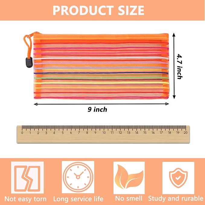 40 Pack 10 Colors Pencil Pouch Bulk Mesh Zipper Pouch Bags, Small Storage Bag for Operation Christmas Child Bulk Items, Multipurpose Pencil Case for School and Office Supplies, Travel Accessories