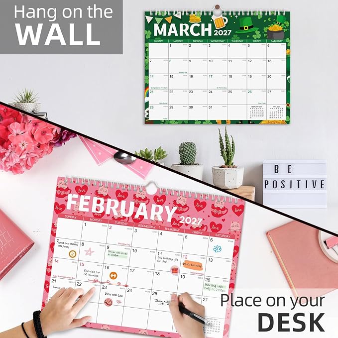Comix 18 Month Wall Calendar 2026-2027 11x8.5 Inch, Monthly Planner Jul 2026 to Dec 2027, Thick 120GSM Paper with Stable Twin-Wire Binding for Home Office Planning