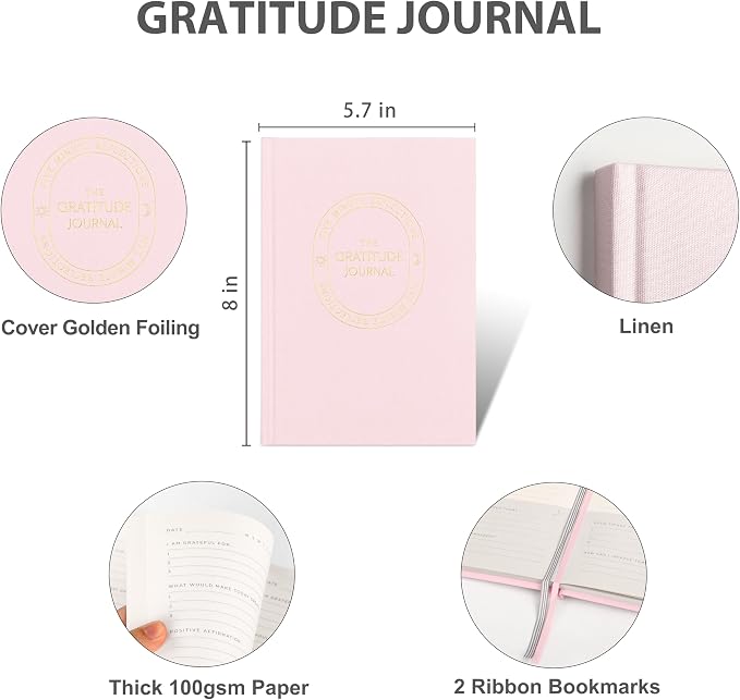 And Per Se Gratitude Journal – 5 Minute Daily Practice for Women with Prompts & Quotes – Undated Mindfulness & Happiness Notebook (Pale Pink)