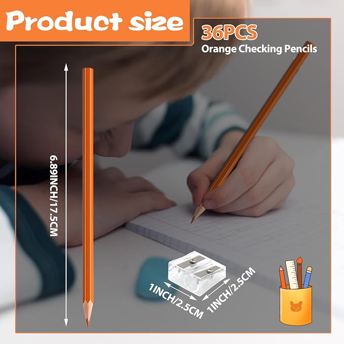 36 Pack Orange Colored Pencils for Kids, Pre-sharpened Art Pencils Back to School Supplies Set, Drawing Sketching Pencils for Students, Teachers, Classroom