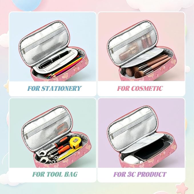 Ballet Dancer Pencil Case for Girls, Large Capacity Kids Pencil Box with Zipper, Ballet Gifts for Girls, Portable Pen Pouch Bag for Office School Travel