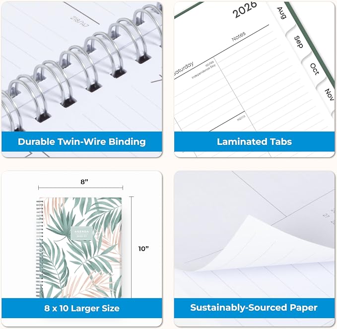 Blue Sky 2026-2027 Weekly & Monthly Academic Planner, 8"x10.875", Seychelle | July 2026 - June 2027, Flexible Cover, Wirebound, Laminated Tabs, Academic Year
