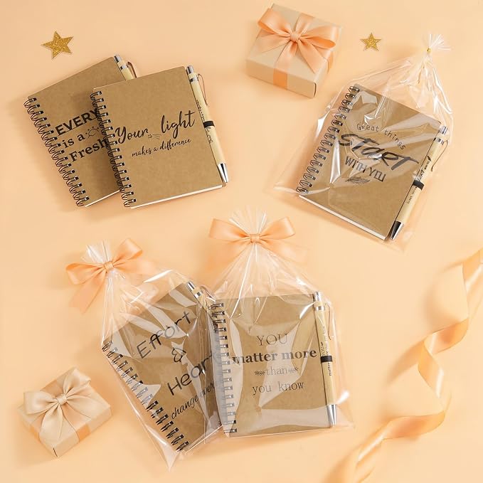 Dynta 16 Sets Employee Appreciation Gifts Bulk (20 Goodie Bags), Inspirational Notebooks, 4x5.5 Journals Bulk with Motivational Pens, Thank You Gifts for Coworkers Teachers Nurses Volunteers