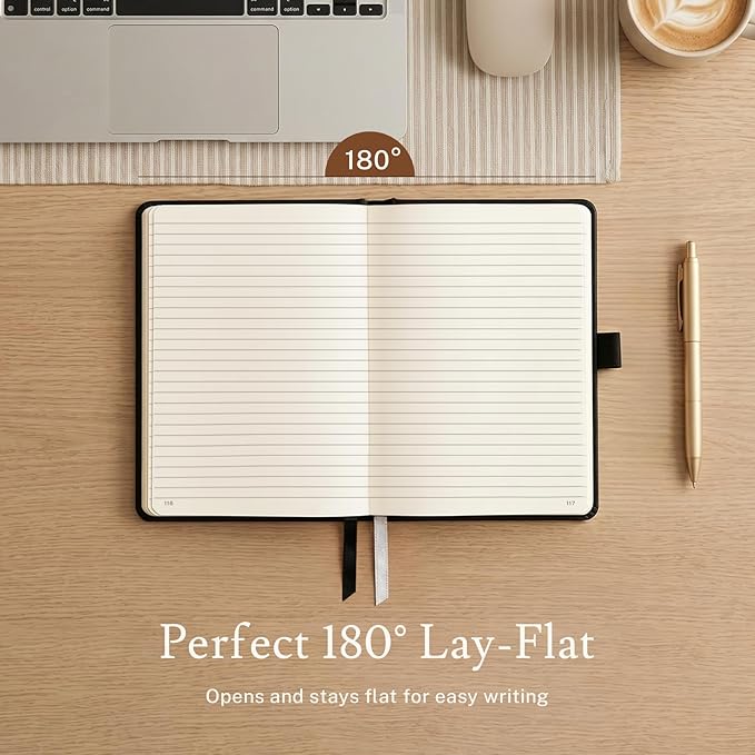 PAGELYST Lined Journal Notebook, 4 Pack Leather Journal for Women Men, 200 Numbered Pages, A5 Medium 5.7'' x 8.3'', 100 GSM Thick Paper for Journaling, Writing, Work & Office (Classic Color Set)