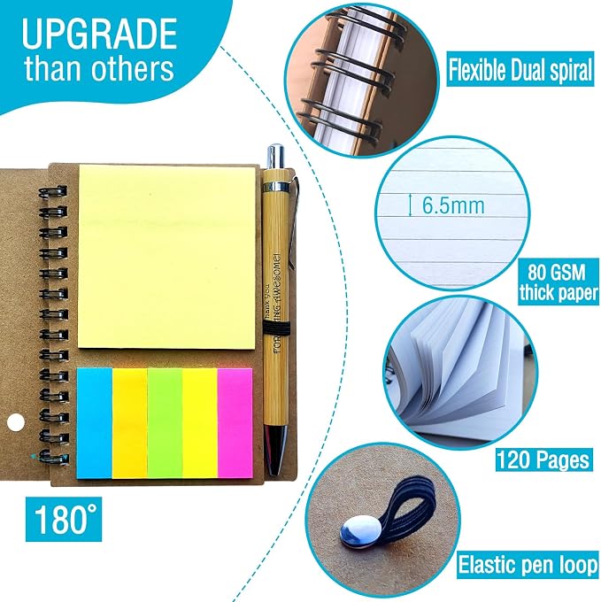 4 Set Spiral Notebook with Pen,60 Sheets,Office/School Supplies,5.7 x 4.1 in,Bulk Inspirational Journals Notepads,Employee Appreciation Gifts,Small Notebooks for Students Teachers Women Men Work & Note (4 SET)