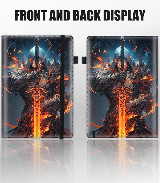 Hardcover Executive Notebooks, A5 PU Leather Lined Journal Notebook, 200 Pages Thick Paper Subject Notebooks for School,Work,Home Writing Business Notebook, Diary Book ， Fire Warrior