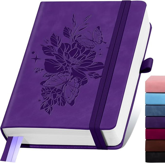 Blank Journal Notebook 365 Pages, A5 Leather Sketch Book for Drawing Women & Men, Hardcover Notebook with 100GSM Thick Paper, Sketchbook for Travel, Work, School, Note Taking