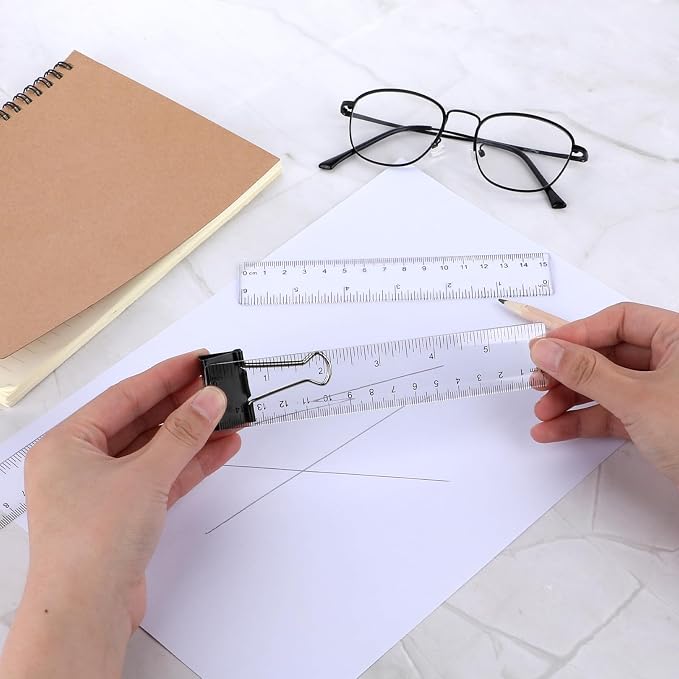 3 Pack 6 Inch Ruler Set Plastic Straight Ruler Transparent Measuring Tool Acrylic Clear Ruler for School Office Student
